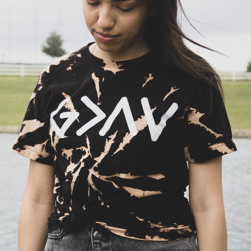 God is Greater Black Tie Dye Top